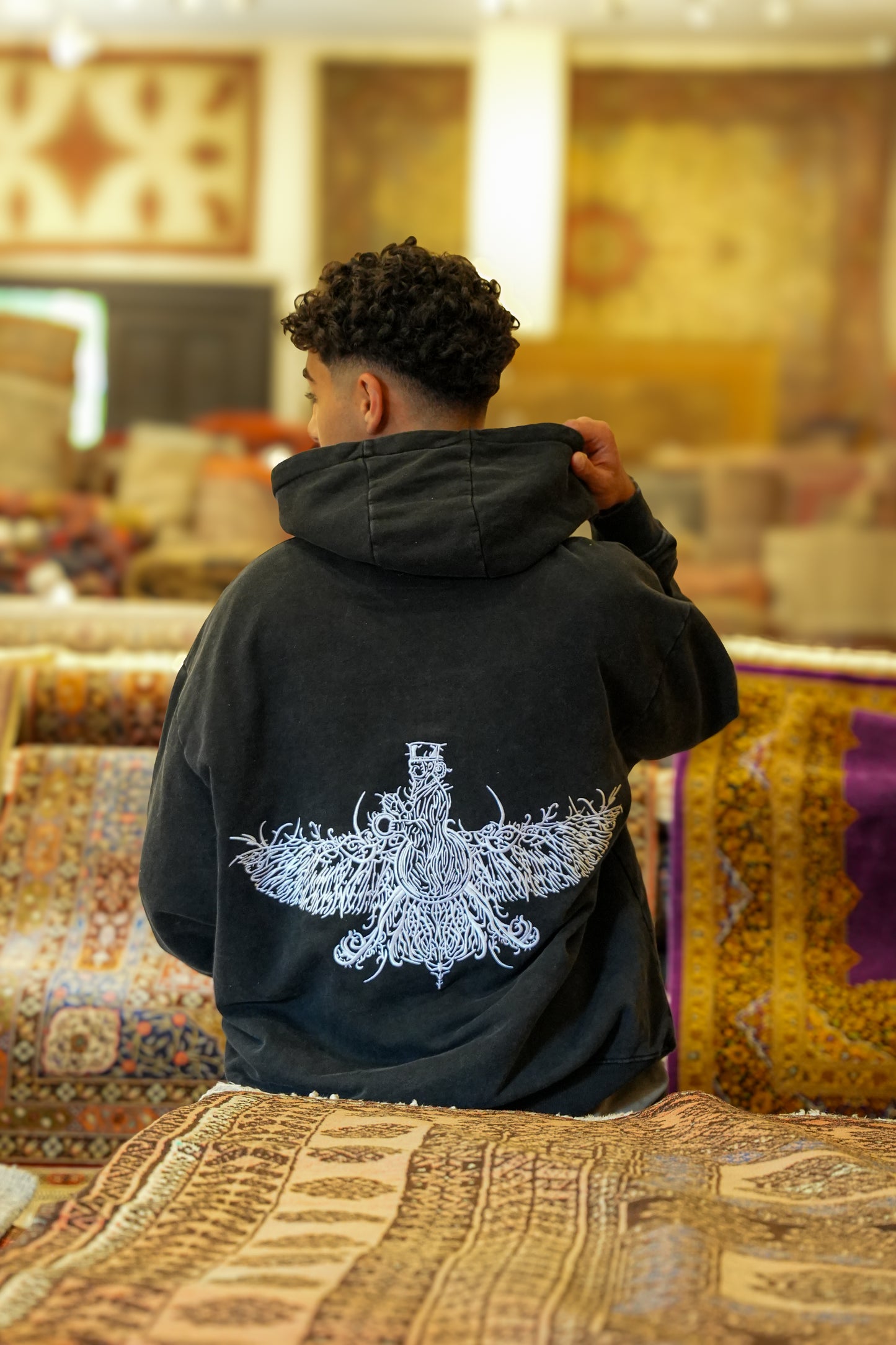 Luxury Persian embroidered hoodie in black
