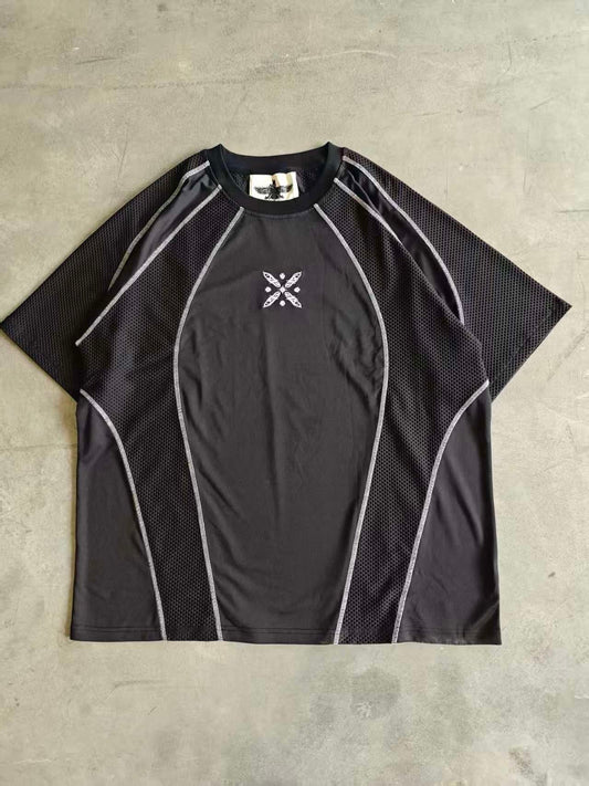 Black Persian gym shirt breathable mesh performance training shirt