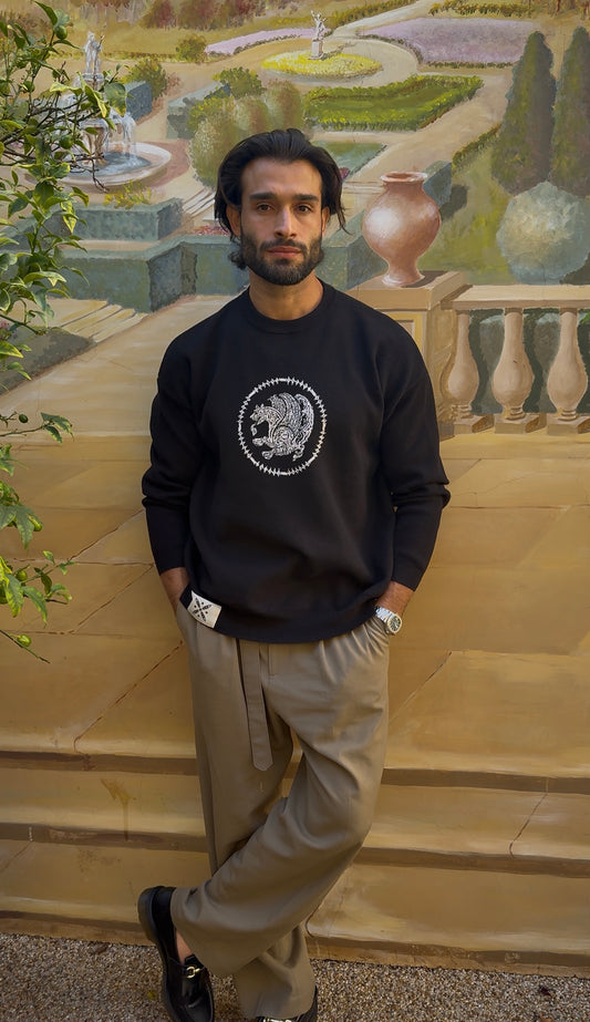 Black Simorgh sweater Persian streetwear crewneck Xodafez