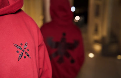 Persian red hoodie with embroidered Standard of Kaveh emblem