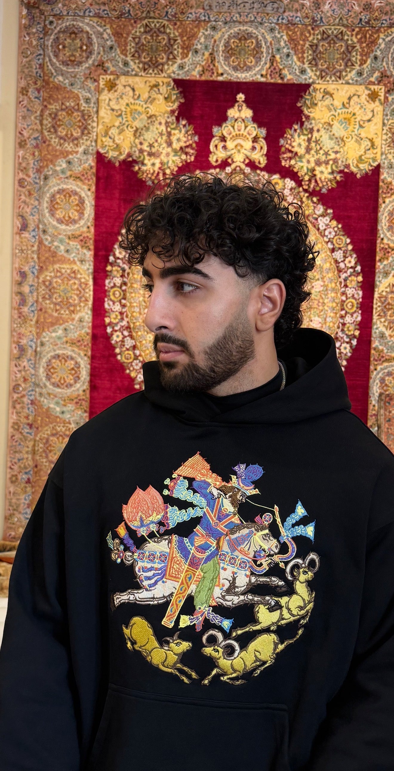 新品 新作 salsation サルセーション Hoodie フーディ XS Sassanid Embroidered Hoodie - Heavyweight Persian Streetwear