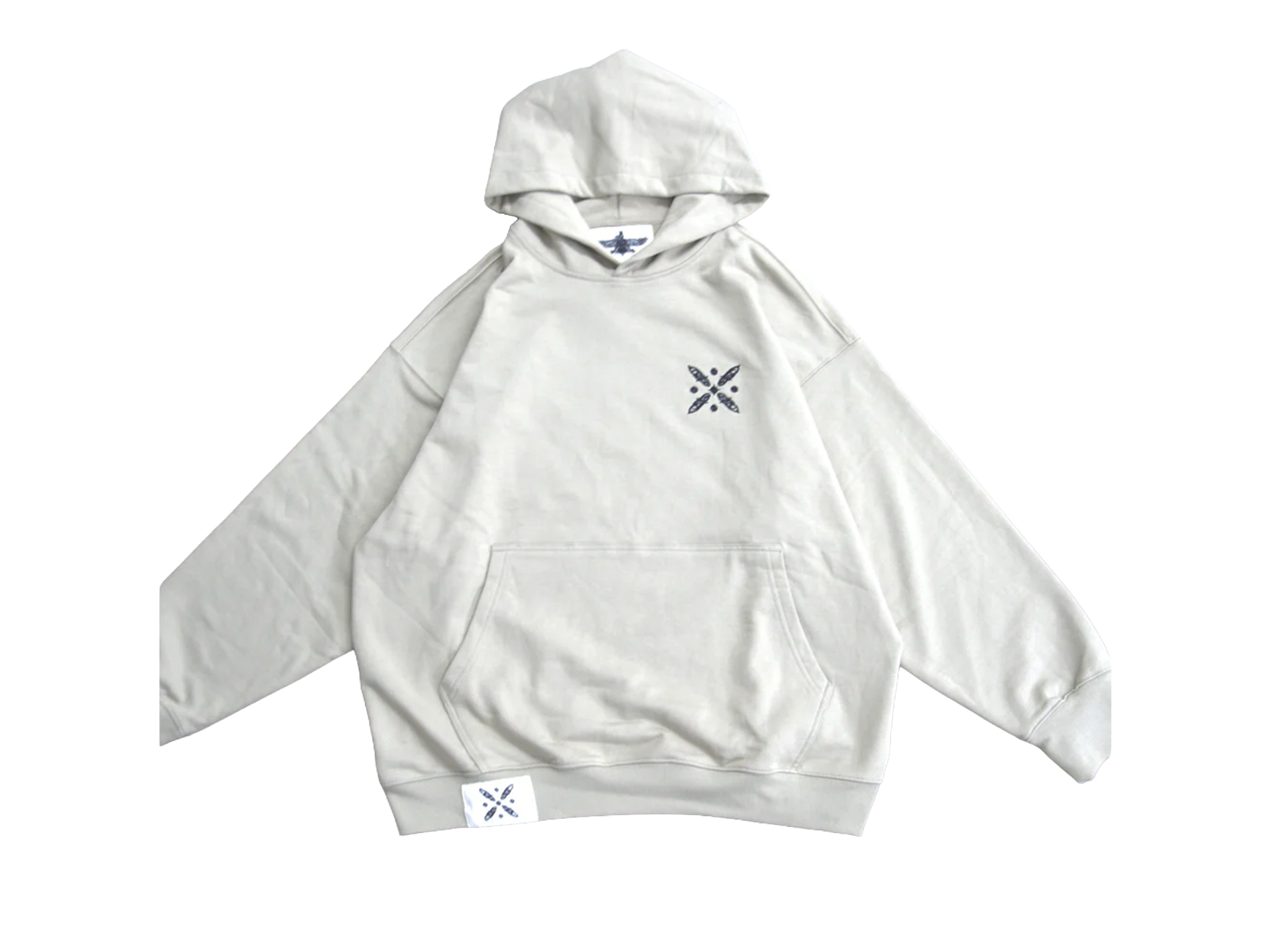 Beige Persian streetwear hoodie with embroidered Standard of Kaveh