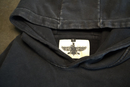 Luxury Persian embroidered hoodie in black with farvahar design