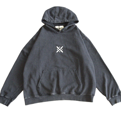 White Standard of Kaveh embroidery on front of hoodie