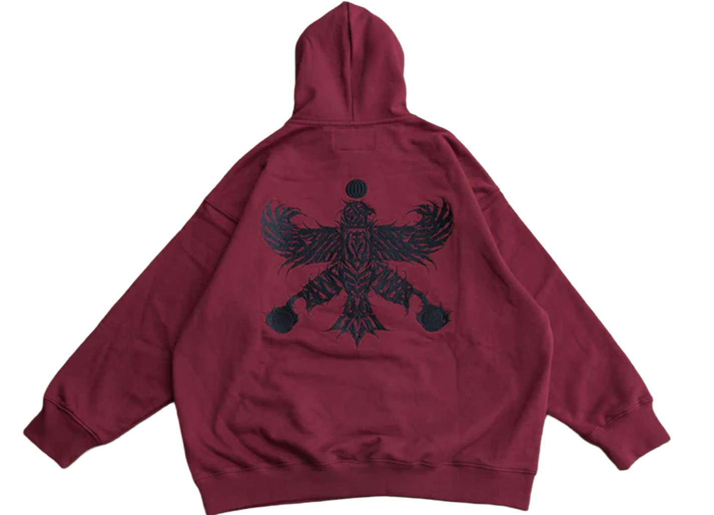 100,000 stitch imperial Persian embroidery detail on the back of a heavyweight hoodie