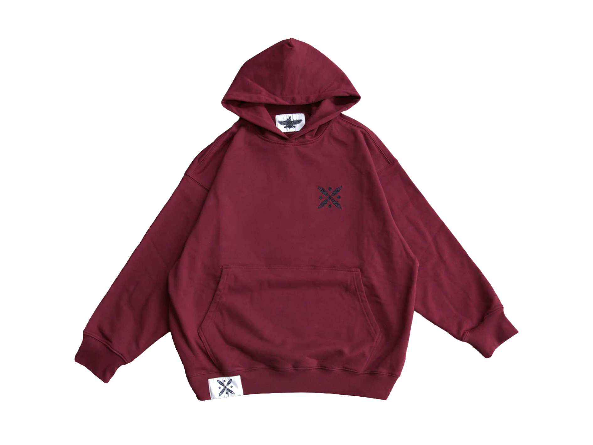 Persian red zoroastrian hoodie with embroidered Standard of Kaveh logo