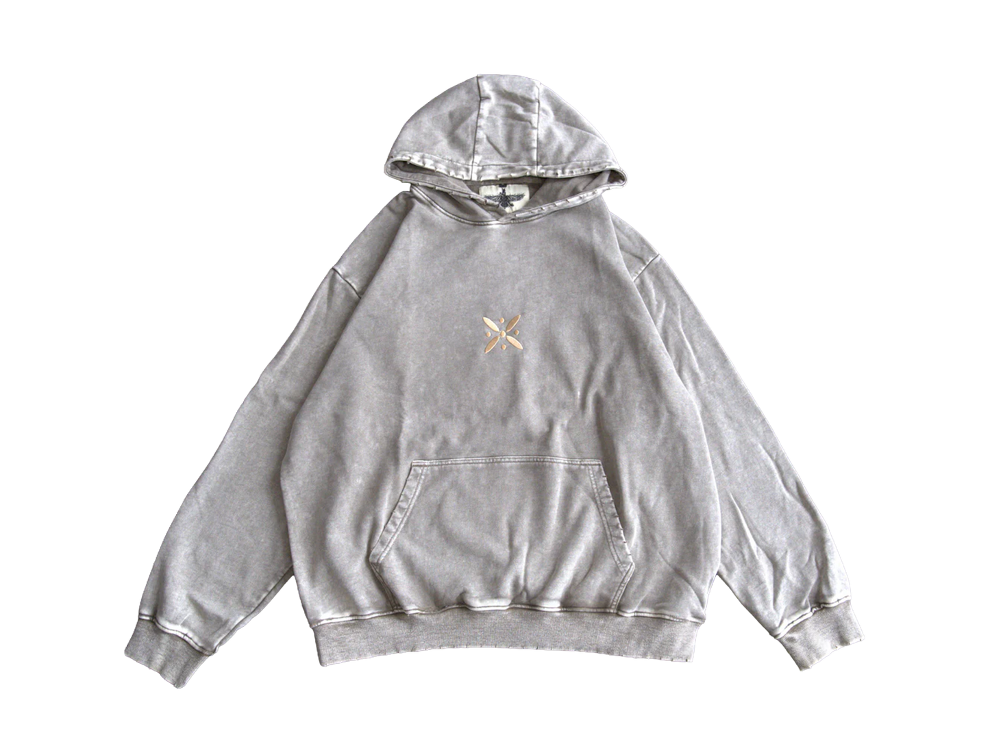 Gold Standard of Kaveh embroidery on front of hoodie