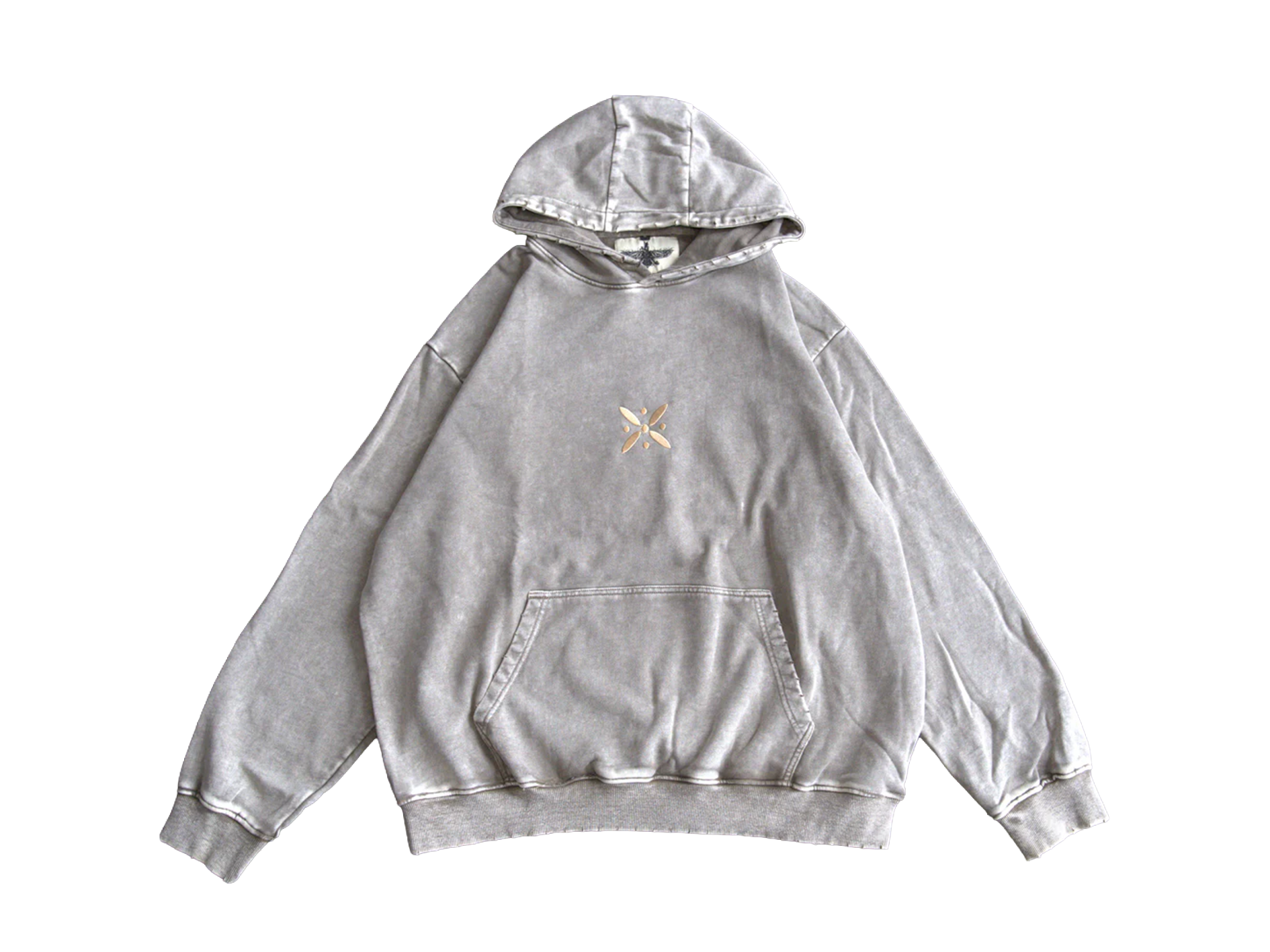 Gold Standard of Kaveh embroidery on front of hoodie